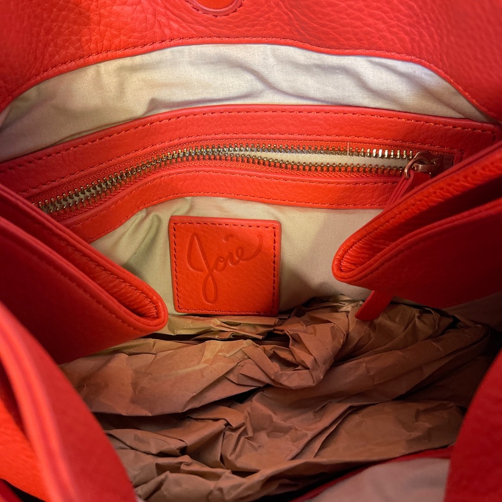 Joie Bright Red Leather Shoulder Tote - Picture 9 of 10